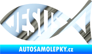 Samolepka Jesus rybička 003 křesťanský symbol chrom fólie stříbrná zrcadlová
