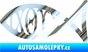 Samolepka Jesus rybička 004 křesťanský symbol znaky chrom fólie stříbrná zrcadlová