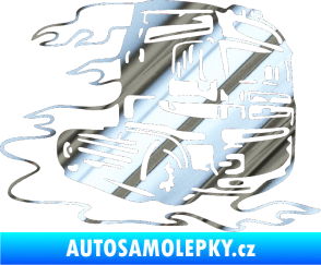 Samolepka Kamion 003 pravá nákladní auto chrom fólie stříbrná zrcadlová