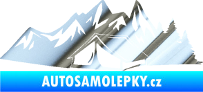 Samolepka Kempování 002 levá stan a hory chrom fólie stříbrná zrcadlová