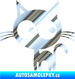 Samolepka Kočička 001 levá chrom fólie stříbrná zrcadlová