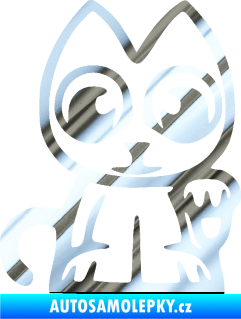 Samolepka Kočička lucky cat JDM pravá chrom fólie stříbrná zrcadlová