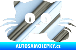 Samolepka Kočka 007 levá chrom fólie stříbrná zrcadlová