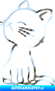 Samolepka Kočka 016 levá chrom fólie stříbrná zrcadlová