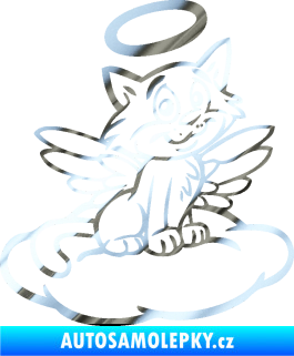 Samolepka Kočka 020 pravá andílek na obláčku chrom fólie stříbrná zrcadlová