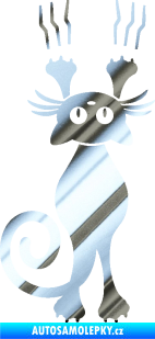 Samolepka Kočka 023 levá s drápanci chrom fólie stříbrná zrcadlová