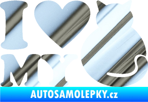 Samolepka Kočka 033 I love my cat chrom fólie stříbrná zrcadlová