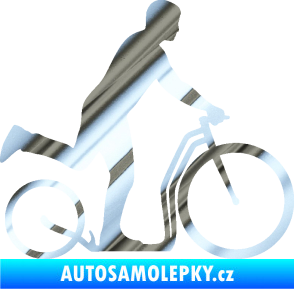 Samolepka Koloběžka 001 pravá jízda  chrom fólie stříbrná zrcadlová