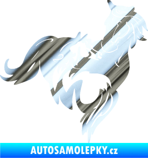 Samolepka Koníci 007 pravá klisna s hříbětem chrom fólie stříbrná zrcadlová
