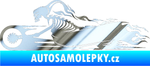 Samolepka Kostra na motorce s plameny levá chrom fólie stříbrná zrcadlová