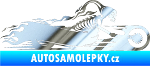 Samolepka Kostra na motorce s plameny pravá chrom fólie stříbrná zrcadlová