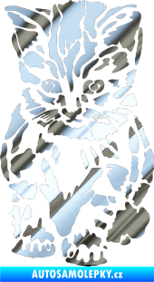 Samolepka Koťátko 002 levá chrom fólie stříbrná zrcadlová