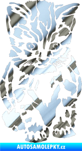 Samolepka Koťátko 002 pravá chrom fólie stříbrná zrcadlová