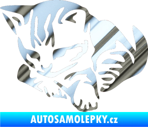 Samolepka Koťátko 003 levá chrom fólie stříbrná zrcadlová