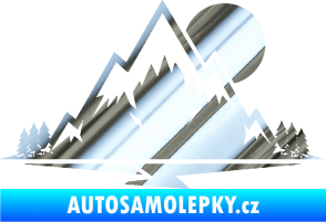 Samolepka Krajina hory 001 pravá chrom fólie stříbrná zrcadlová