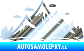 Samolepka Krajina hory 002 pravá chrom fólie stříbrná zrcadlová