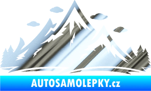 Samolepka Krajina hory 002 levá chrom fólie stříbrná zrcadlová