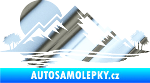 Samolepka Krajina hory 004 levá chrom fólie stříbrná zrcadlová