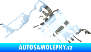 Samolepka Krajina hory 006 pravá chrom fólie stříbrná zrcadlová