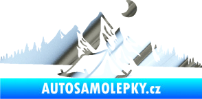 Samolepka Krajina hory 023 pravá kempování chrom fólie stříbrná zrcadlová