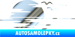 Samolepka Krajina moře 003 levá západ slunce odraz na hladině chrom fólie stříbrná zrcadlová