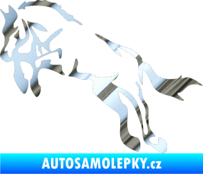 Samolepka Kůň 025 levá skok chrom fólie stříbrná zrcadlová