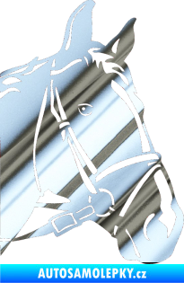 Samolepka Kůň 028 pravá hlava s uzdou chrom fólie stříbrná zrcadlová