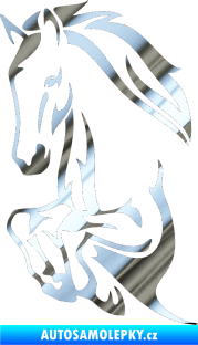 Samolepka Kůň 031 levá skok chrom fólie stříbrná zrcadlová