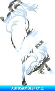 Samolepka Kůň 053 pravá výkop zadníma nohama chrom fólie stříbrná zrcadlová