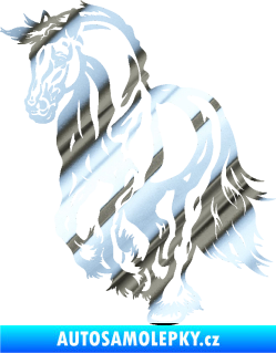 Samolepka Kůň 054 levá chrom fólie stříbrná zrcadlová