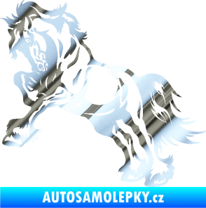 Samolepka Kůň 055 levá chrom fólie stříbrná zrcadlová