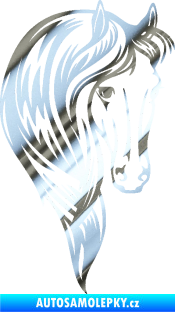 Samolepka Kůň 064 pravá s hřívou chrom fólie stříbrná zrcadlová