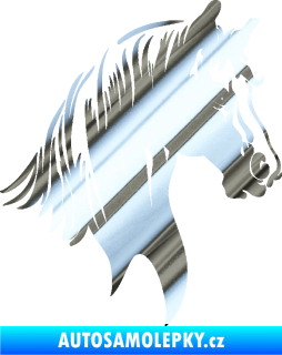 Samolepka Kůň 066 pravá hlava s hřívou chrom fólie stříbrná zrcadlová