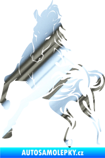 Samolepka Kůň 079 levá v plamenech chrom fólie stříbrná zrcadlová