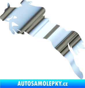 Samolepka Kůň 084 levá s jezdkyní chrom fólie stříbrná zrcadlová