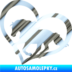 Samolepka Kůň 087  levá v srdíčku chrom fólie stříbrná zrcadlová