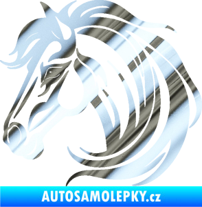 Samolepka Kůň 103 levá hlava chrom fólie stříbrná zrcadlová