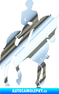 Samolepka Kůň drezura pravá chrom fólie stříbrná zrcadlová