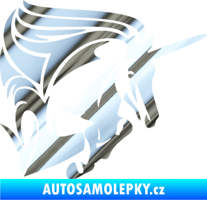 Samolepka Kůň jednorožec 001 pravá chrom fólie stříbrná zrcadlová