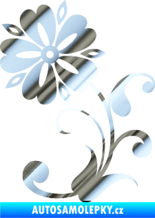 Samolepka Květina dekor 001 levá chrom fólie stříbrná zrcadlová