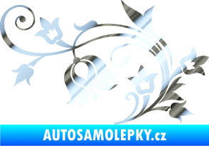 Samolepka Květina dekor 002 levá chrom fólie stříbrná zrcadlová