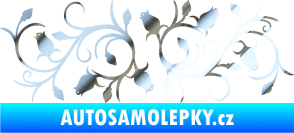 Samolepka Květina dekor 010 pravá růžičky chrom fólie stříbrná zrcadlová