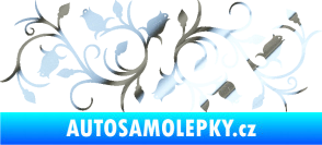 Samolepka Květina dekor 010 levá růžičky chrom fólie stříbrná zrcadlová