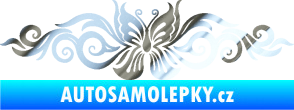 Samolepka Květina dekor 017 motýl chrom fólie stříbrná zrcadlová