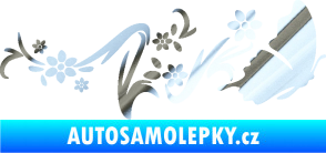 Samolepka Květina dekor 028 pravá s motýlkem chrom fólie stříbrná zrcadlová