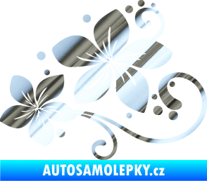 Samolepka Květina dekor 035 levá chrom fólie stříbrná zrcadlová