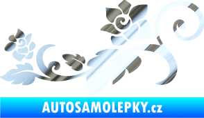 Samolepka Květina dekor 038 levá chrom fólie stříbrná zrcadlová