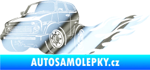 Samolepka Lada auto s plameny levá chrom fólie stříbrná zrcadlová