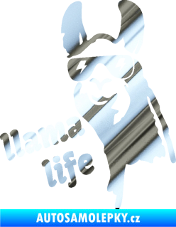 Samolepka Lama 004 llama life chrom fólie stříbrná zrcadlová