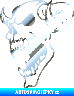 Samolepka Lebka 007 levá ďábel chrom fólie stříbrná zrcadlová